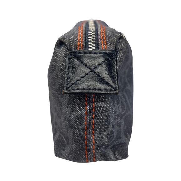 Christian Dior Homme Monogram Flight Pouch Navy Denim Orange Trim Made in Spain - Picture 10 of 14